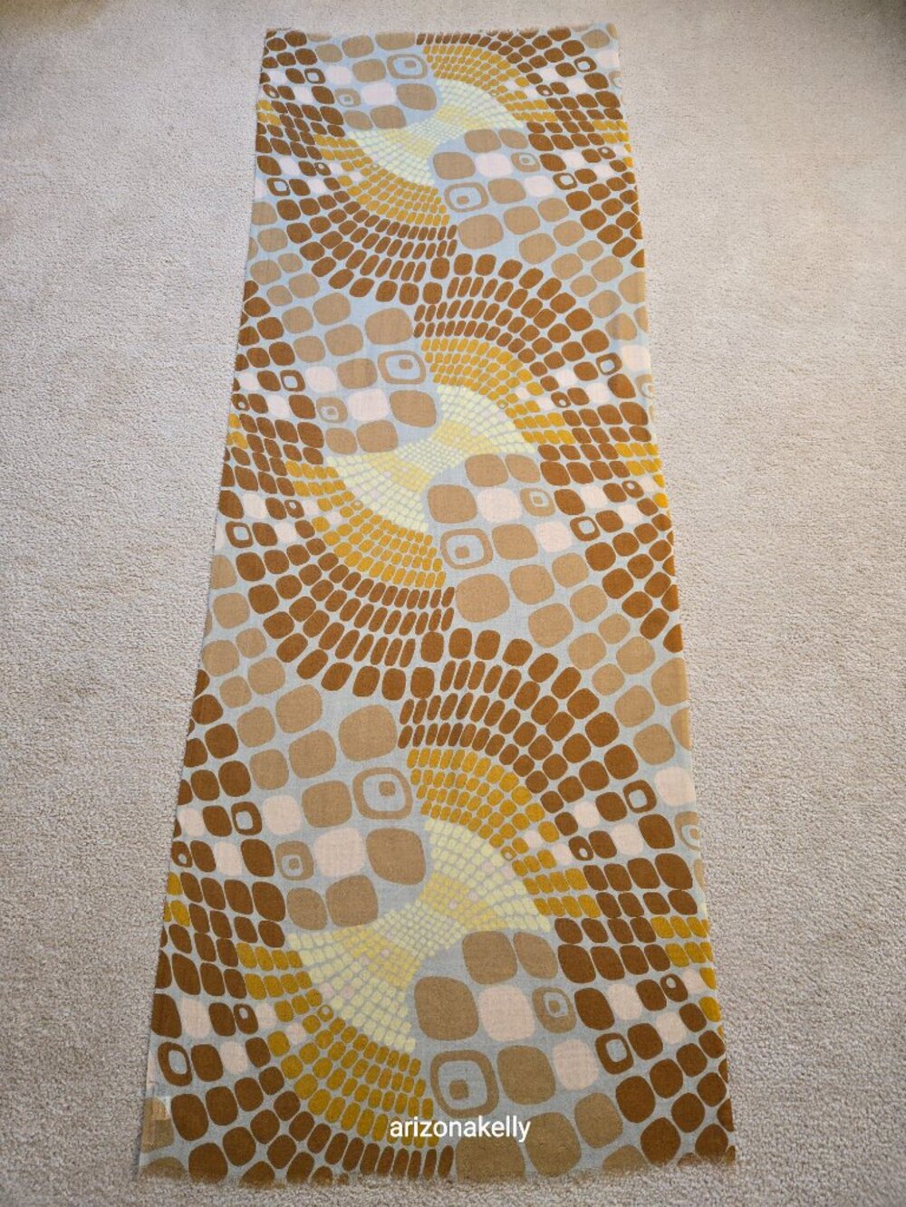 NWOT Wool Scarf Retro Design Earth Tones Pine Cone Hill - Picture 2 of 14
